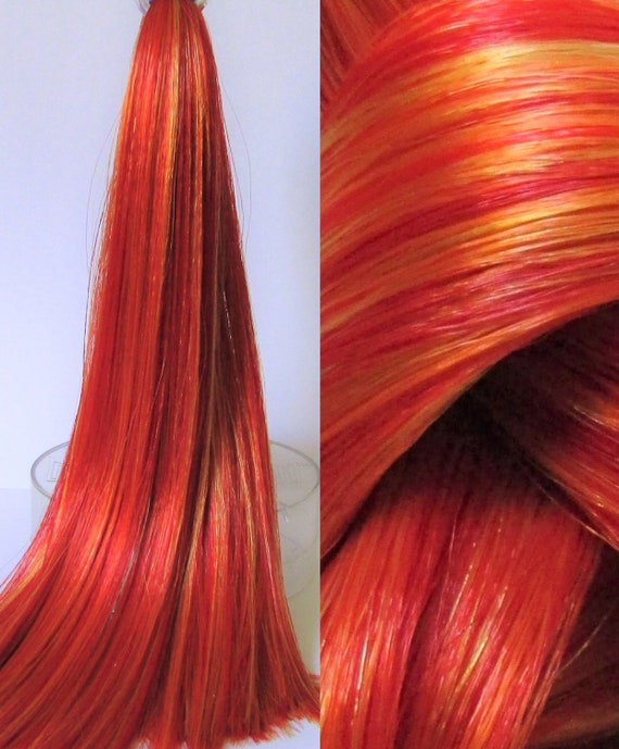 Fireball Red Orange Yellow Saran Doll Hair For Custom Etsy