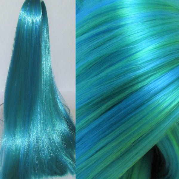 MERMAID'S TAIL Teal Nylon Blend Doll Hair for Custom OOAK/Rerooting