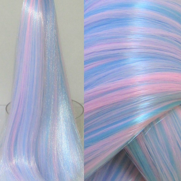 PRETTY BABY Blue/Pink Matte Pastel Nylon Blend Doll Hair for Custom OOAK/Rerooting