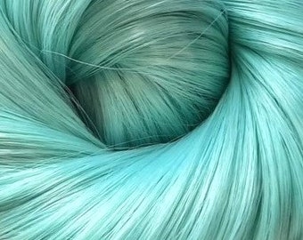 Matte MINT Powder Pastel Blue/Green Saran Doll Hair for Custom Reroots