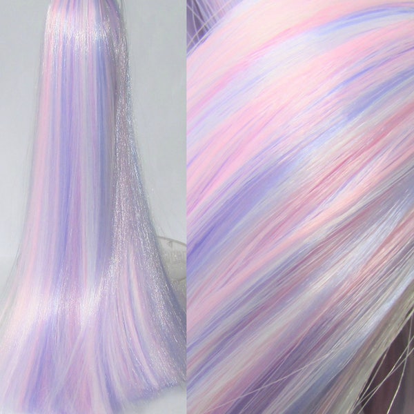 SNOW FAIRY Matte White/Pink/Lilac Nylon Blend Doll Hair