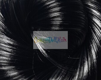 LIMITED EDITION Black-Silver Synatra/Nylon Blend Doll Hair for Reroots or Wig Making