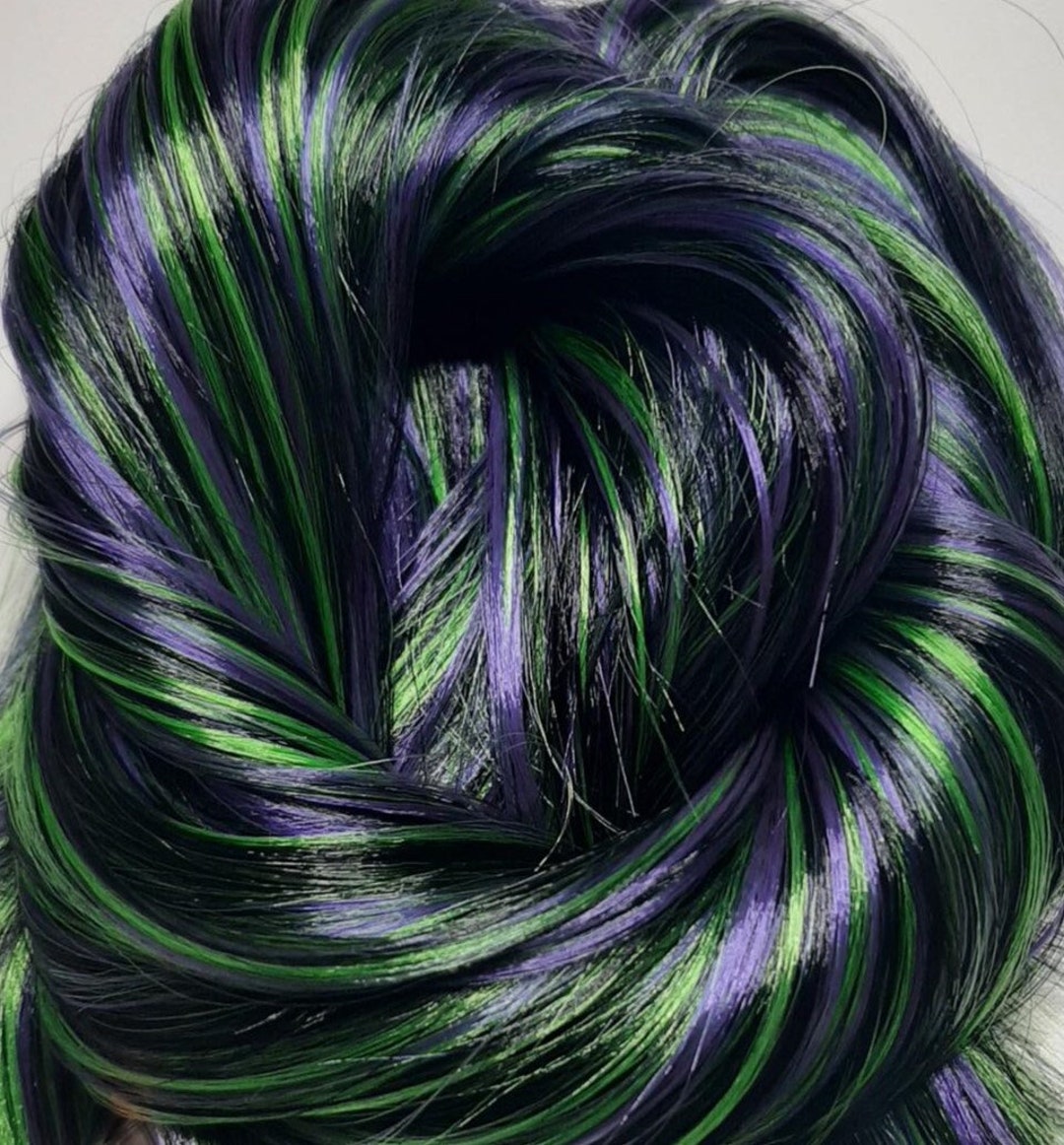 VIPER Green/black/purple Synatra/nylon Doll Hair for Custom Ooak/rerooting  - Etsy