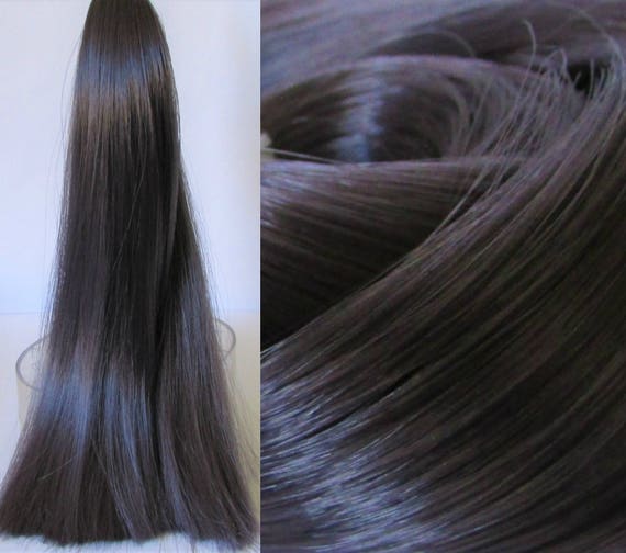 Cinder Dark Grey Purple Brown Nylon Doll Hair For Custom Ooak Rerooting