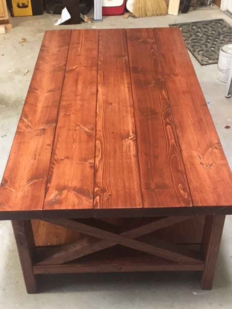 Fatigued Rustic Coffee table with Shiplap bottom shelf Etsy