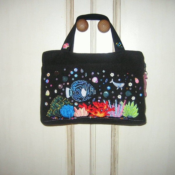 Sac à main "Aquarium" broderie et perles