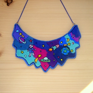 Embroidered &quot;Cosmos&quot; necklace