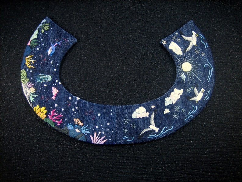 Removable denim collar Ciel et mer embroidered image 10