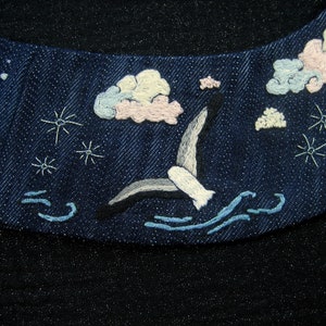 Removable denim collar Ciel et mer embroidered image 6