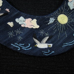 Removable denim collar Ciel et mer embroidered image 7