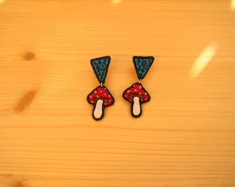 Embroidered "October" earrings