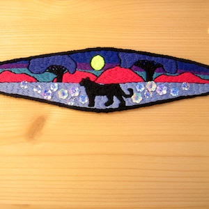 &quot;Panther flowers&quot; embroidered bracelet