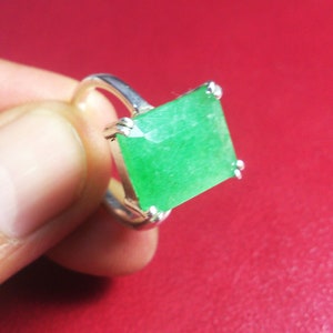 Certified Emerald Sterling Silver Ring - May Birthstone