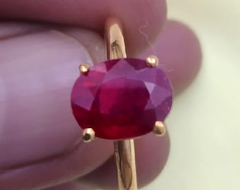 Natuurlijk gecertificeerde robijn/maniok 2,80 kt. Uniseks ring met edelsteen van 92,5 sterlingzilver