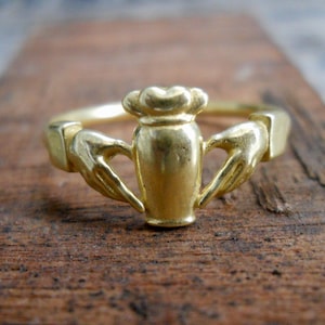 Dainty Gold Claddagh Ring: Celtic Love & Friendship Ring