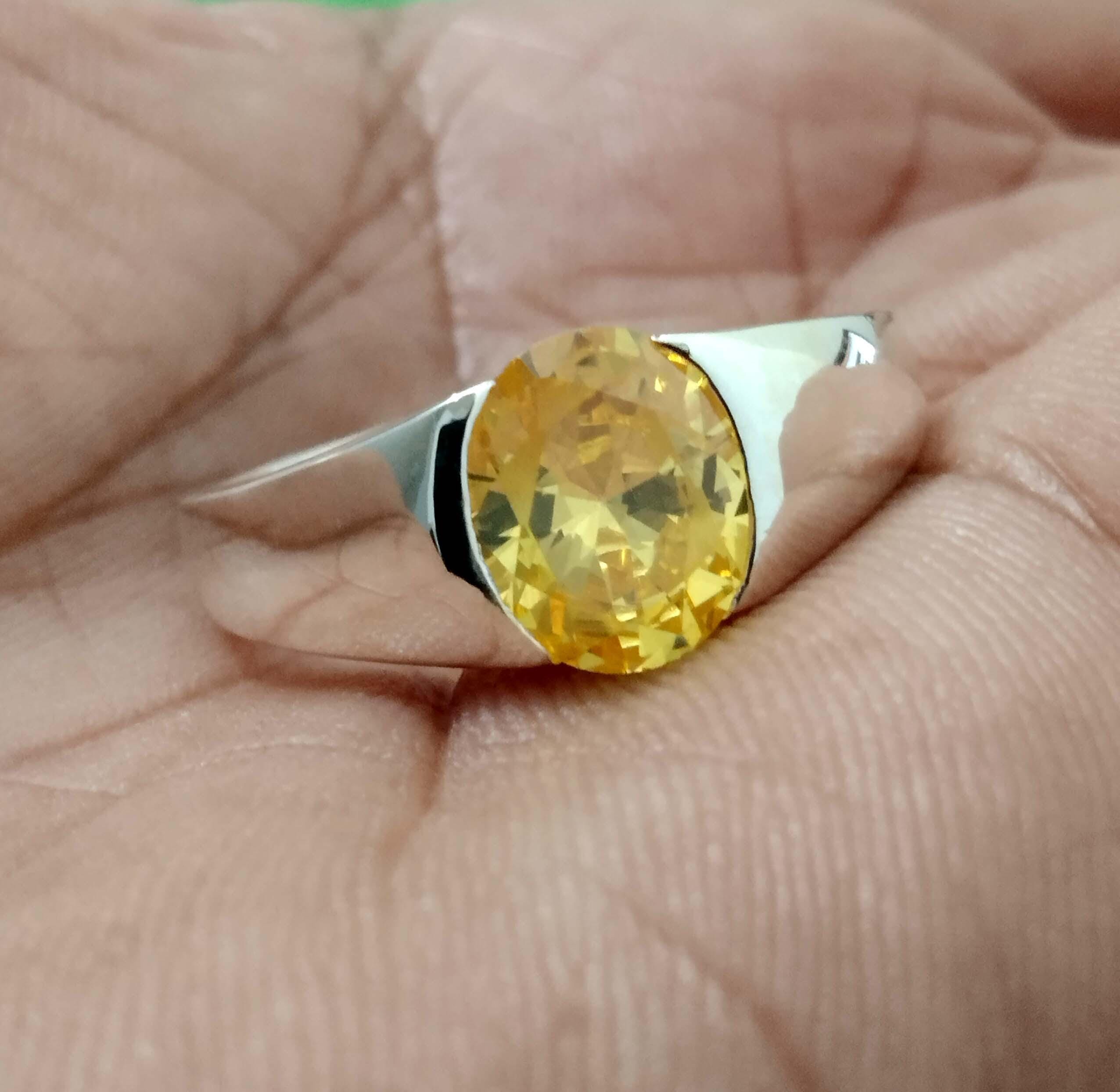 Yellow Sapphire Ring: 5.5 Carat Certified Pukhraj Gemstone - Etsy