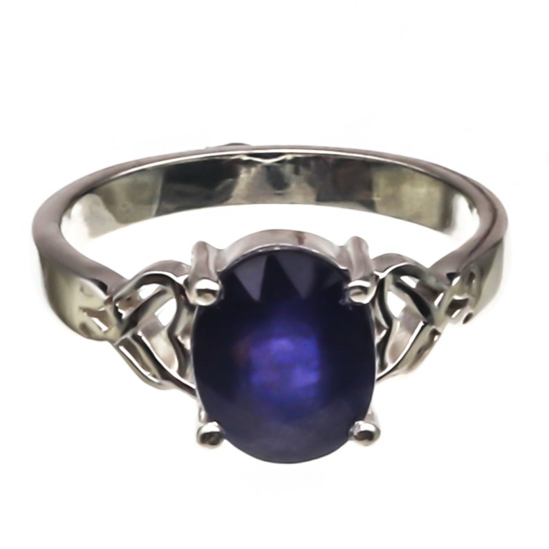 Natural Certified Blue sapphire Gemstone Ring925 Sterling Silver Handmade RingVintage Ring