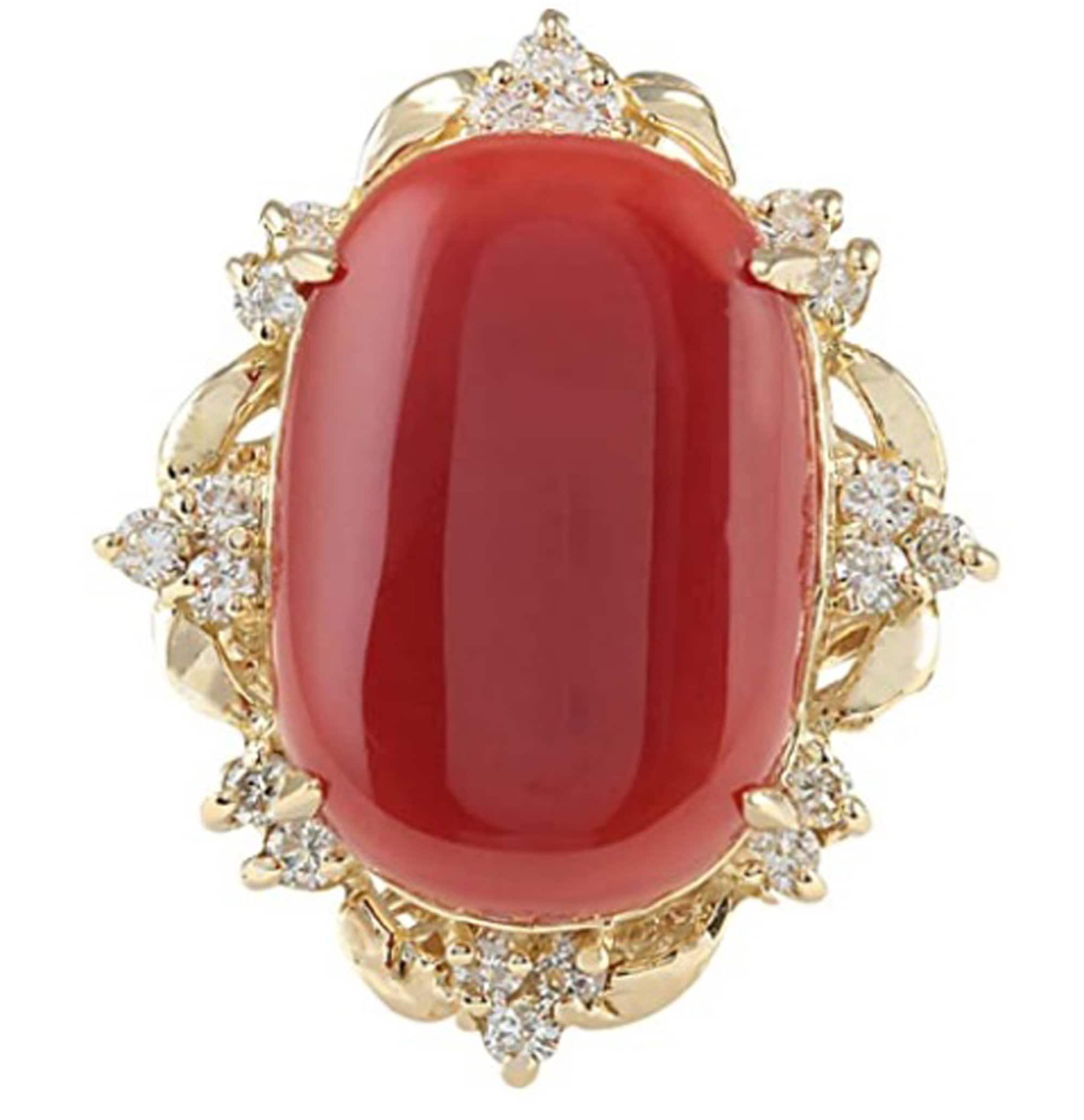 Certified Red Coral moonga 4.00 11.00 Ct. Gemstone Unisex Ring in