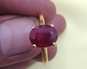 Certified Ruby Ring: 4.0-Ct Gold-Plated Sterling Silver, July Birthstone