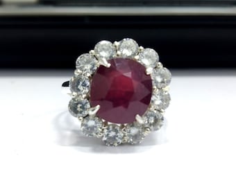 Bague rubis naturel faite main : bague en argent sterling avec pierres précieuses