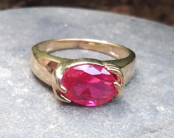 Gold Plated Ruby Ring: 2.8-Ct Sterling Silver Birthstone Jewelry