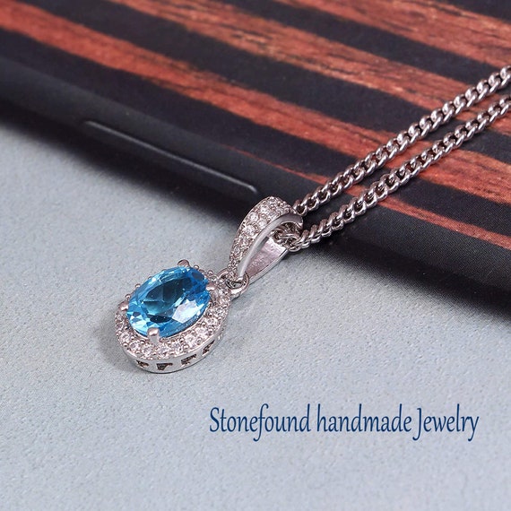 Blue topaz hotsell necklace etsy