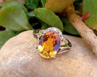 Orange Topaz Ring: Turkish Handmade Sterling Silver Mystique Jewelry