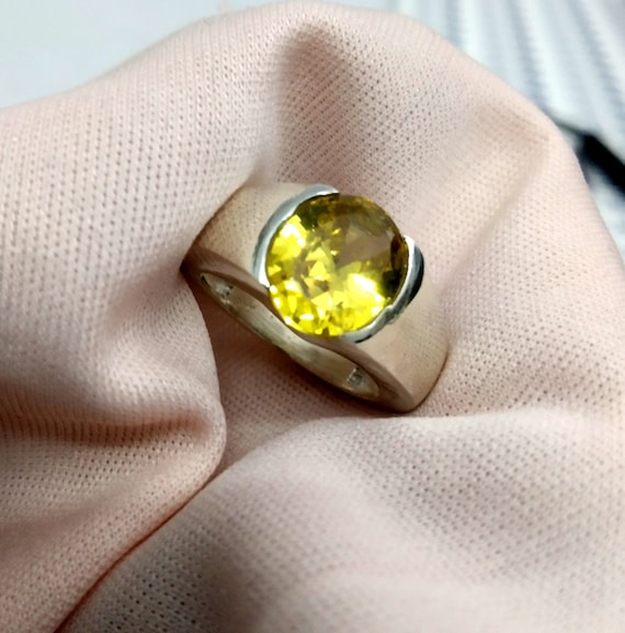 Yellow Sapphire Silver Ring – Handmade Astrology Jewelry - Etsy