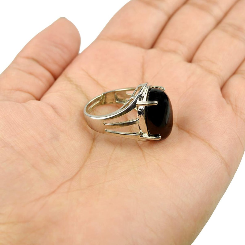 Black Onyx Ring Oval Cut Gemstone 925 Sterling Silver Handmade Ring Vintage Inspired Ring Unique GiftBirthday Gift for Her