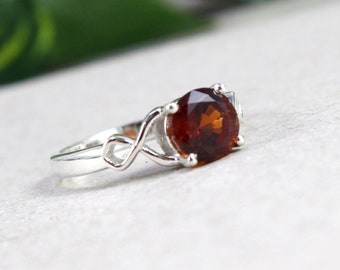 Natural Certified Hessonite Garnet/Gomed 4.00 - 11.00 Ct. Gemstone Unisex Ring in 92.5 Sterling Silver ,Birthstone jewelry Ring