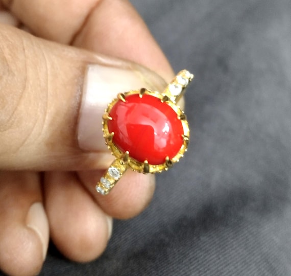 Red coral ring price hot sale