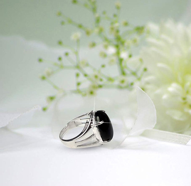 Black Onyx Ring Oval Cut Gemstone 925 Sterling Silver Handmade Ring Vintage Inspired Ring Unique GiftBirthday Gift for Her