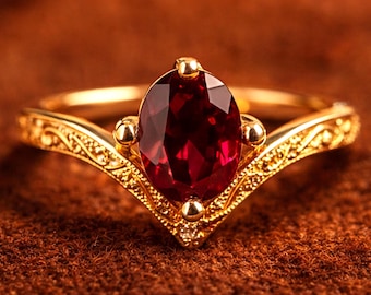 Natuurlijke robijnrode ring voor dames | Echte robijnrode edelsteenring | Handgemaakte sterlingzilveren robijnring | Cadeau geboortesteen juli