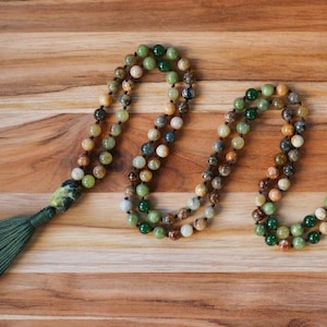 Jade Natural Gemstone 8mm bead Mala / Prayer Beads / Necklace