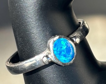 Blue Opal Sterling Silver Ring