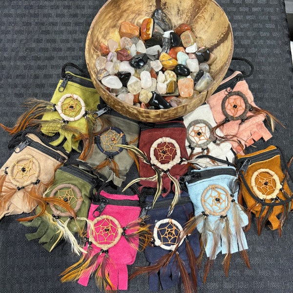 Suede medicine pouch dream catcher