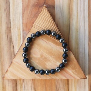 Onyx / Hematite Eye 8mm Natural Gemstone Bracelet