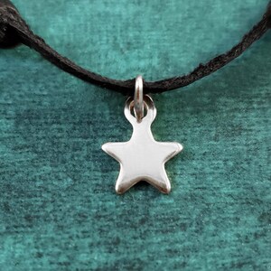 Tiny Star Necklace VERY SMALL Star Charm Minimalist Jewelry Star Pendant Necklace Men&#39;s Jewelry Black Leather Necklace Gift for Him Under 20