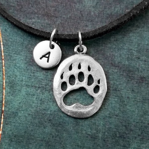 Paw Print Necklace Bear Claw Necklace Hunter Necklace Hunting Jewelry Suede Necklace Black Cord Necklace Men&#39;s Jewelry Boyfriend Necklace