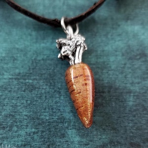 Carrot Necklace SMALL Orange Carrot Charm Vegetable Pendant Food Jewelry Leather Necklace Men&#39;s Jewelry Boyfriend Gift For Him Under 30