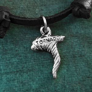 Tornado Necklace SMALL Tornado Jewelry Bad Weather Tornado Charm Leather Necklace Black Cord Necklace Men's Jewelry Boyfriend Necklace Gift
