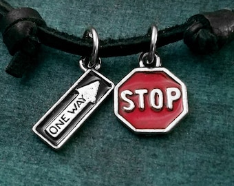 Sterling Silver 12mm Octagonal Street says Stop Sign Charm