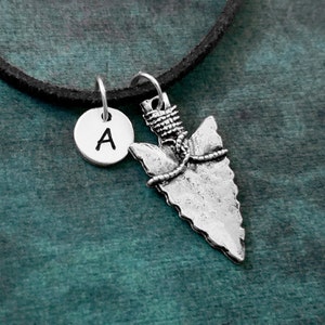Arrowhead Necklace Arrowhead Jewelry Arrowhead Charm Necklace Hunter Suede Necklace Black Cord Necklace Men&#39;s Jewelry Boyfriend Necklace