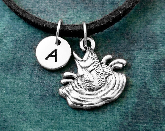 Fish Necklace Fish Jewelry Fishing Necklace Fisherman Charm Necklace Suede Necklace Black Cord Necklace Men/'s Jewelry Boyfriend Necklace