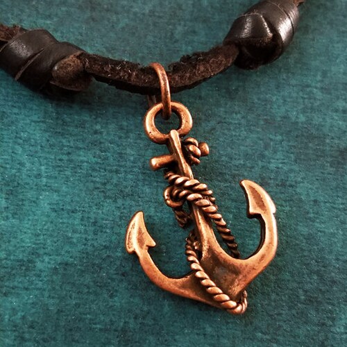 Anchor Necklace for Men Men's Anchor Necklace With Black Etsy Israel