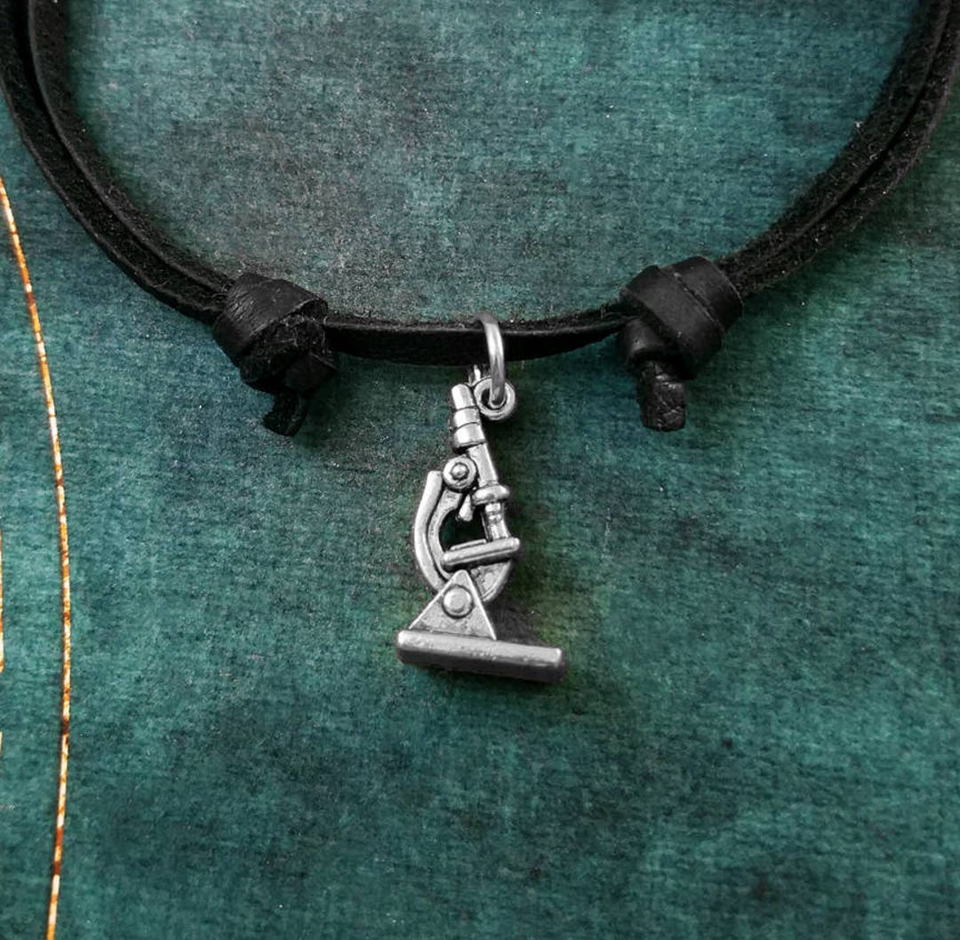 Microscope Necklace SMALL Microscope Charm Necklace Science Pendant