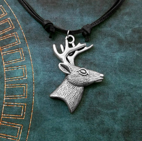 Deer Necklace LARGE Deer Head Necklace Deer Jewelry Stag Etsy