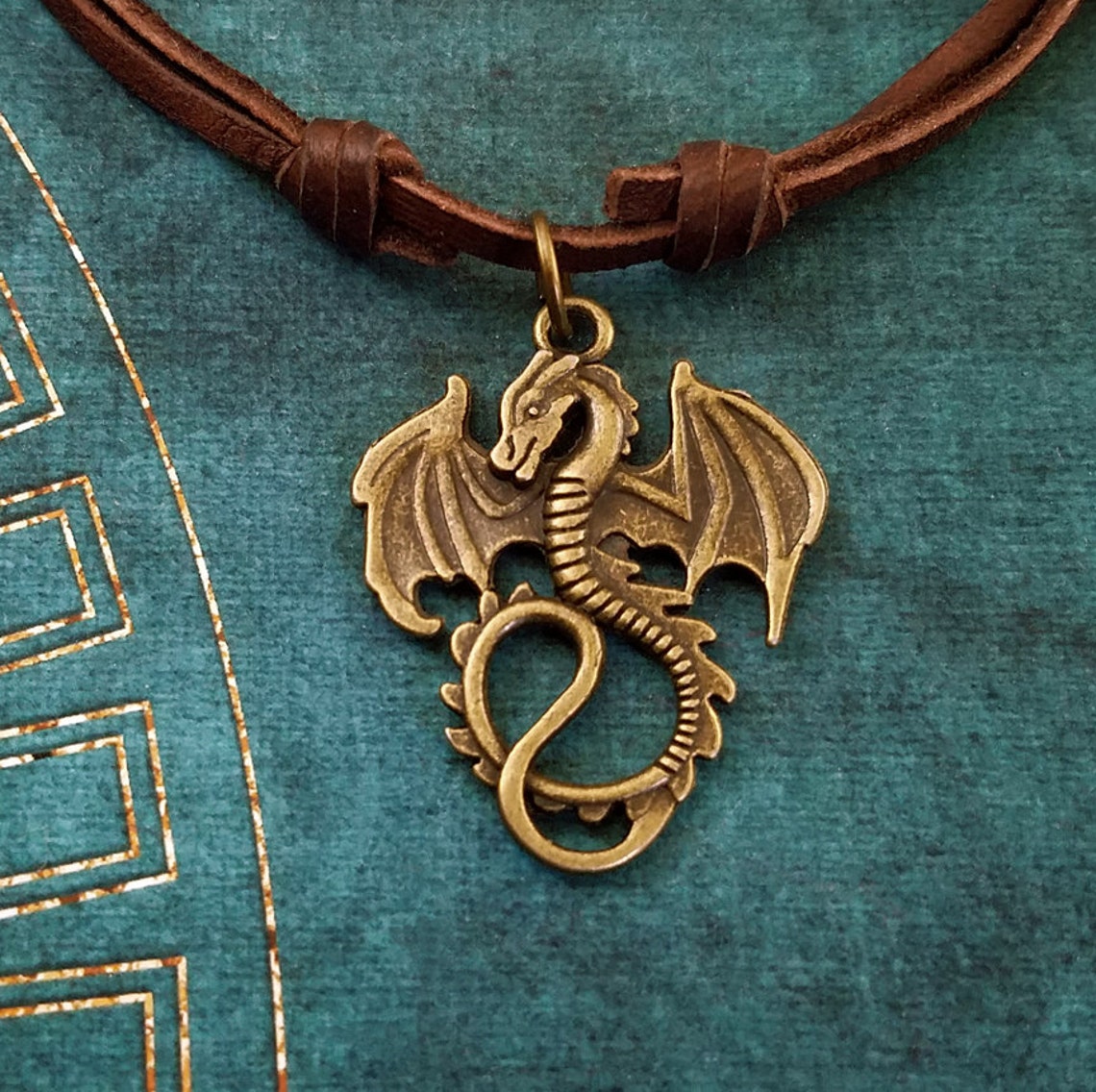 Dragon Necklace Dragon Charm Necklace Dragon Jewelry Serpent Etsy