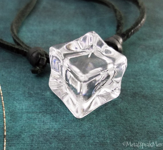 Frosty Lucite Ice Cube in Ice Tongs Pendant Necklace - Ruby Lane