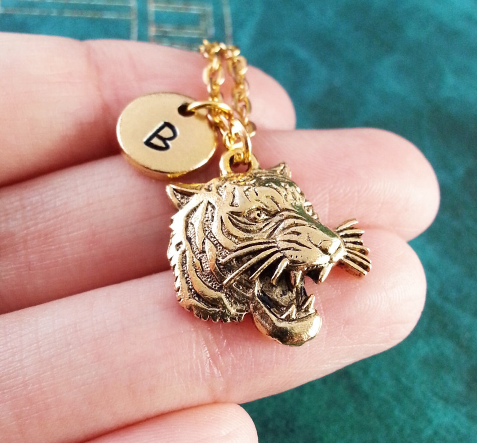 Tiger Necklace Tiger Jewelry Wildcat Tiger Charm Necklace Etsy